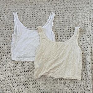 SHEIN White and Cream Tank Tops
